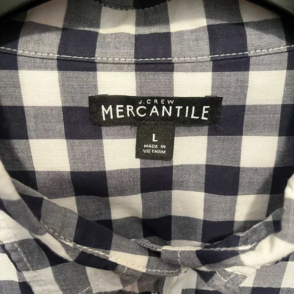 J. Crew Navy and White Checkered Button Down Shirt - Picture 4 of 4